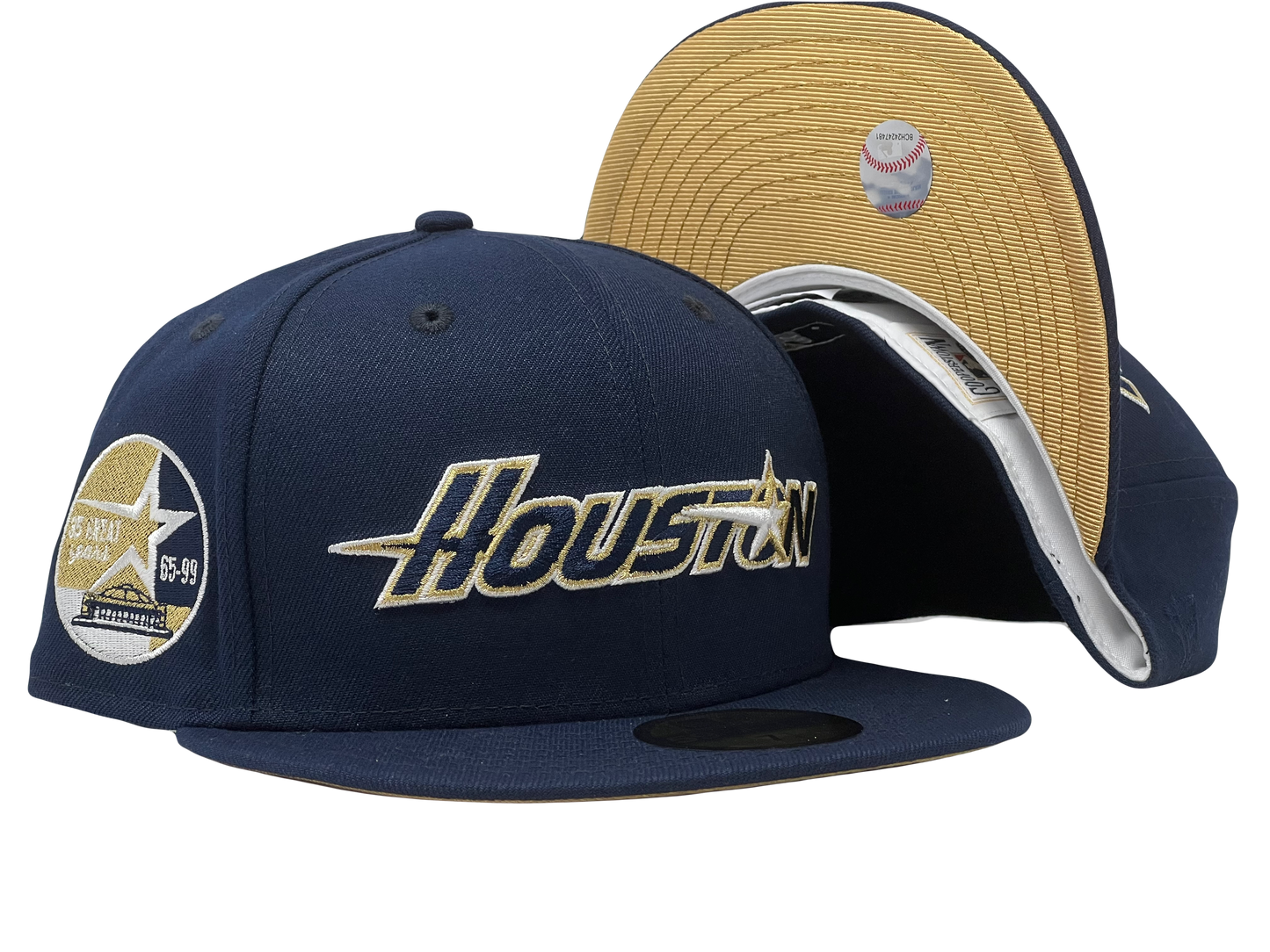 HOUSTON ASTROS 35TH ANNIVERSARY METALLIC GOLD BRIM NEW ERA FITTED HAT