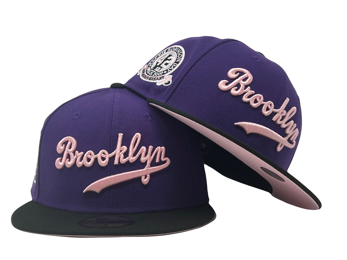 Brooklyn Dodgers Jackie Robinson 60th Anniversary Pink Brim 59Fifty NEW Era Fitted Hat