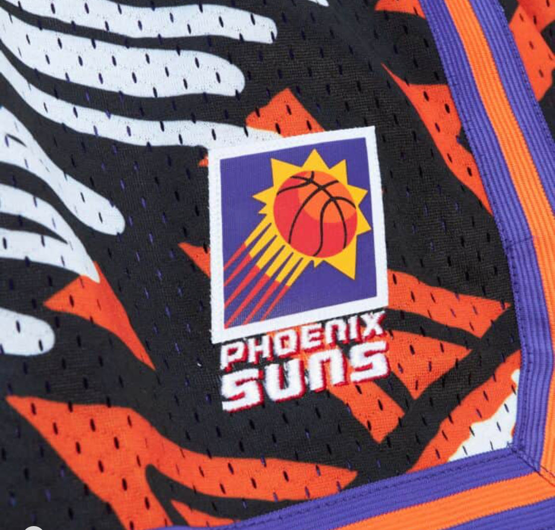 PHOENIX SUNS GAME DAY PATTERN MITCHELL AND NESS NBA SHORTS