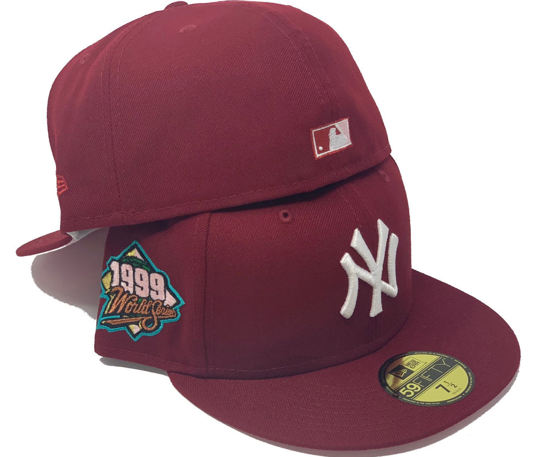 NEW YORK YANKEES 1999 WORLD SERIES BROWN PINK BRIM NEW ERA FITTED HAT –  Sports World 165