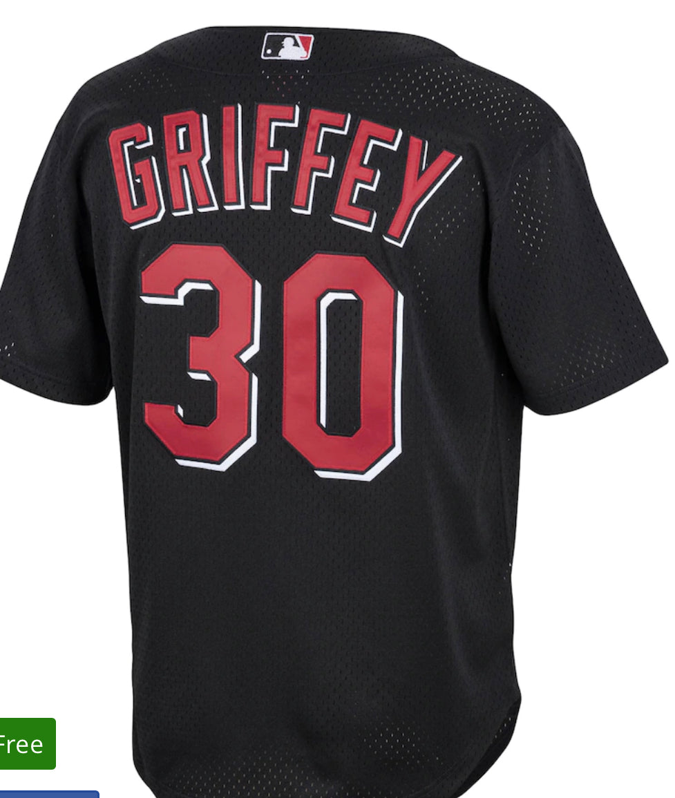 Men's Cincinnati Reds Ken Griffey Jr. Mitchell & Ness Black Cooperstown Collection Batting Practice Jersey