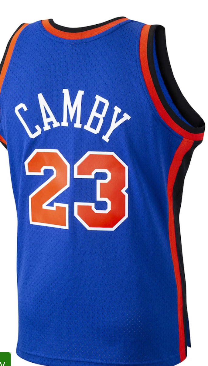 New York Knicks 1998-99 Marcus Camby Mitchell and Ness Swingman Jersey