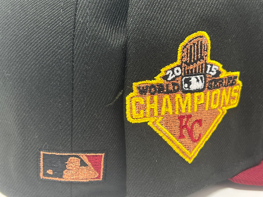 Kansas City Royals 2015 World Series Champions Black Burgundy New Era Fitted Hat