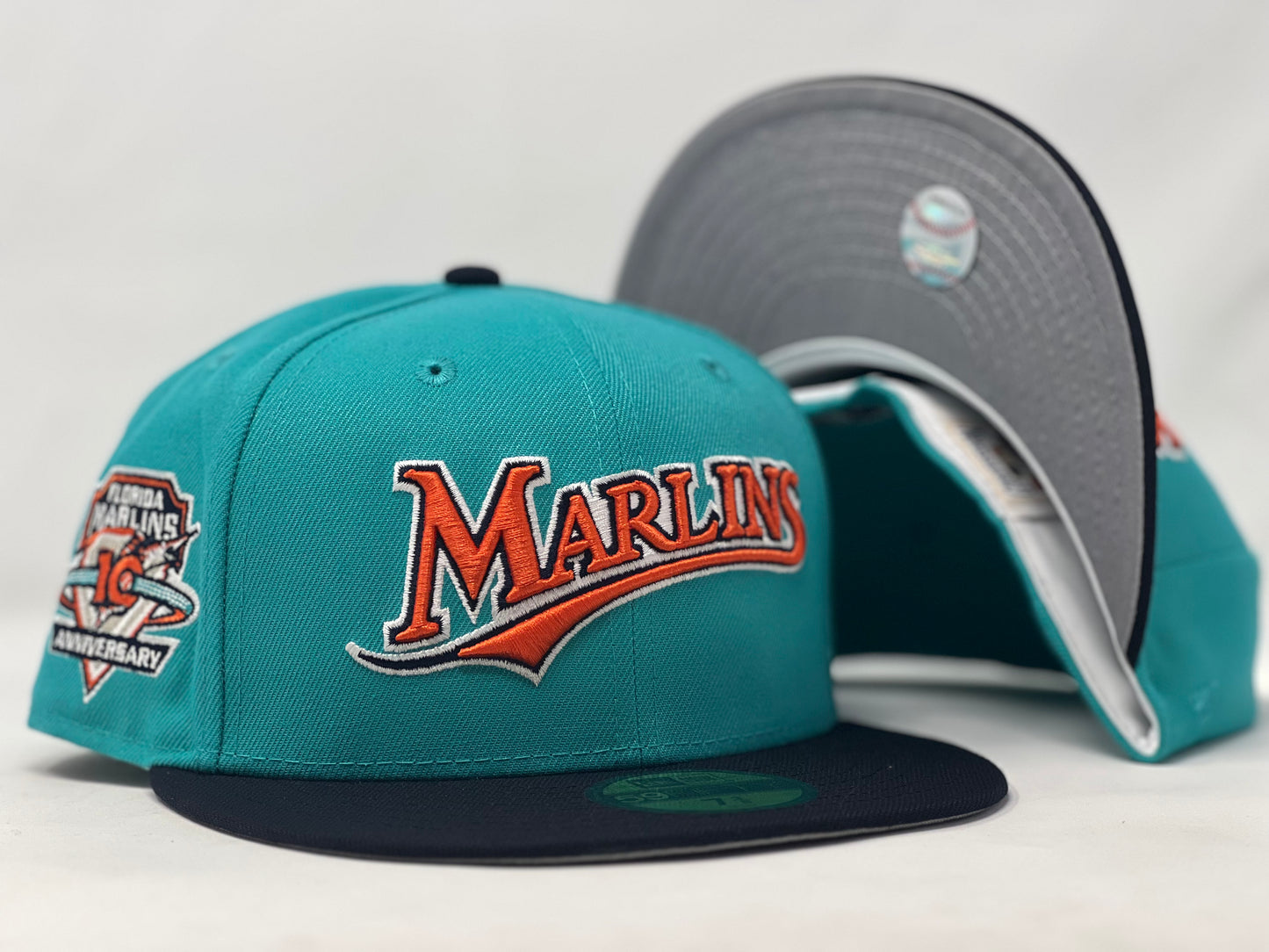 Florida Marlins 10th Anniversary Gray Brim New Era Fitted Hat