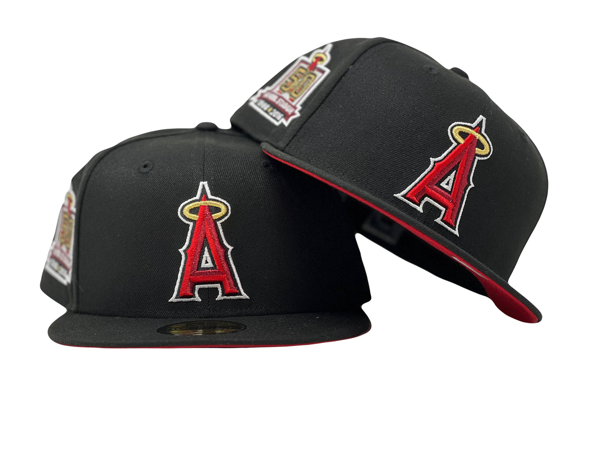 Men's Los Angeles Angels New Era Black 50th Anniversary Black Light 59FIFTY Fitted  Hat