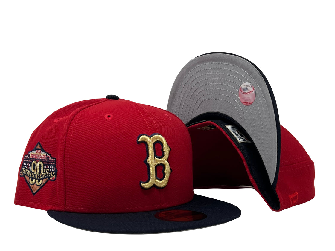 Boston Red Sox 90th Anniversary Fenway Park Gray Brim New Era Fitted Hat