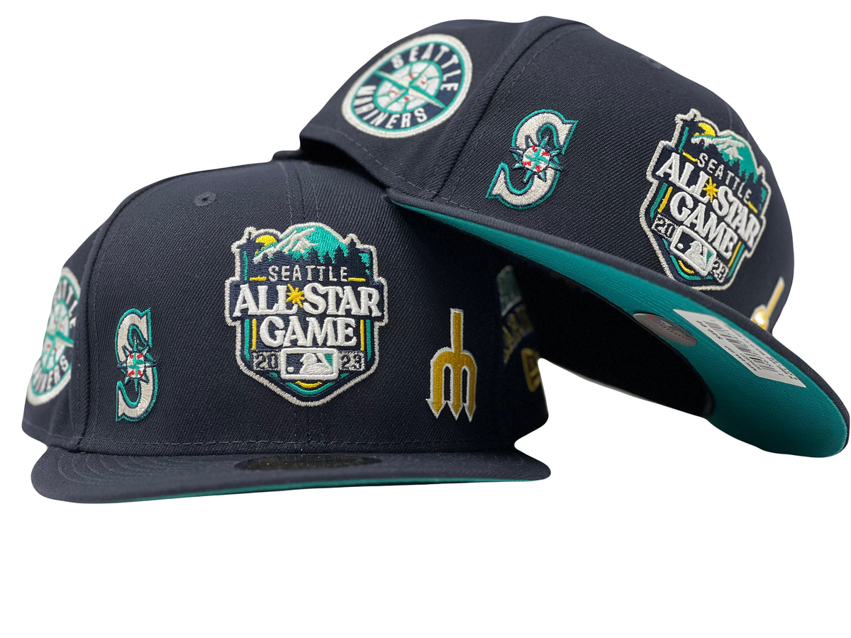Seattle Mariners New Era Marineros Navy/Northwest Green Bill and Gray  Bottom With 2023 All-Star Game Patch On Side 59FIFTY Fitted Hat⁠