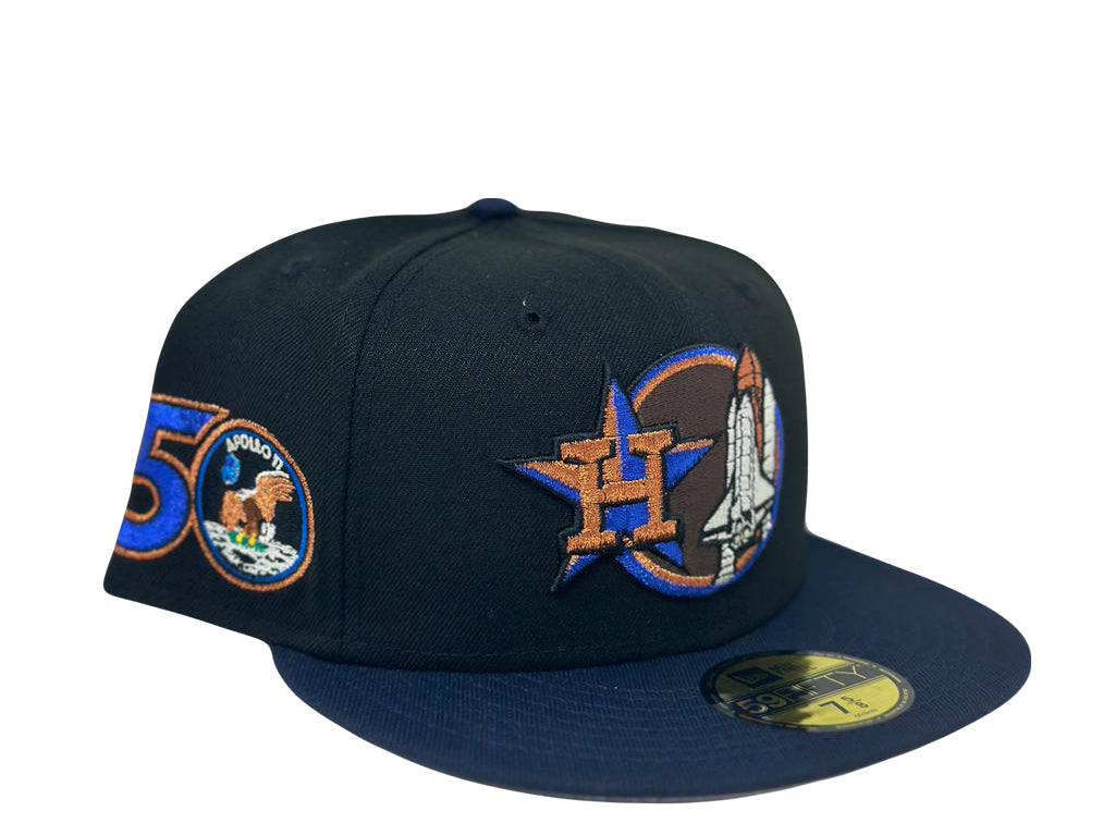 Black Houston Astros Apollo Navy Blue New Era Custom Fitted Hat