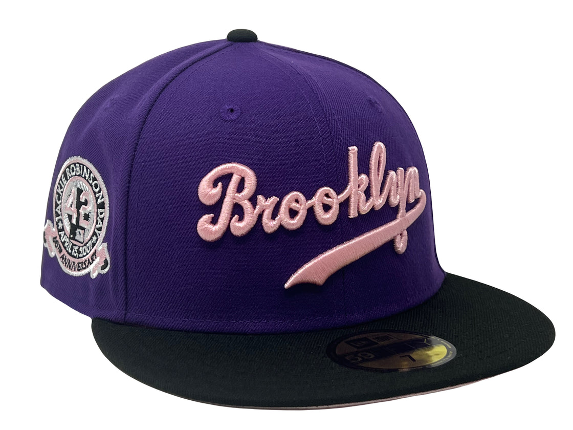 Brooklyn Dodgers Jackie Robinson 60th Anniversary Pink Brim 59Fifty NEW Era Fitted Hat