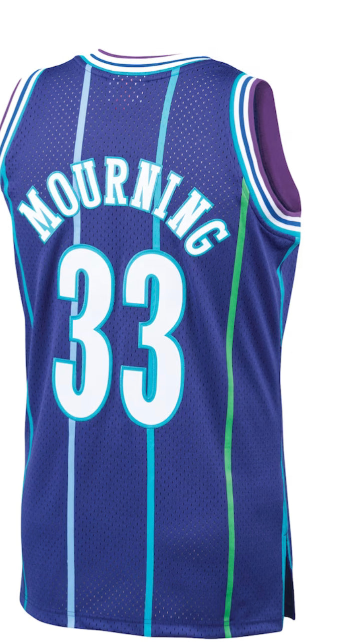 Charlotte Hornets Alternate 1994-95 Alonzo Mourning Mitchell and Ness Swingman Jersey