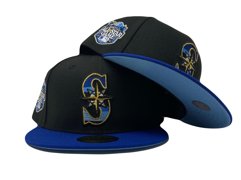 Black & Royal Blue Seattle Mariners Faded Logo New Era Fitted Hat