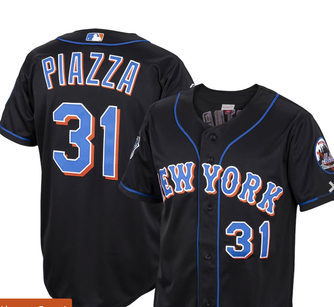 Men's New York Mets Mike Piazza Mitchell & Ness Black Alternate 2000 Cooperstown Collection Authentic Jersey