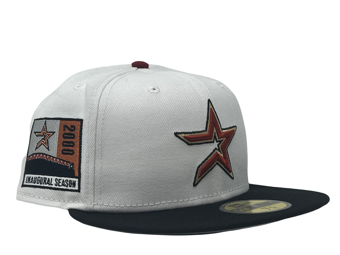 Houston Astros White Black Visor New Era Fitted Hat