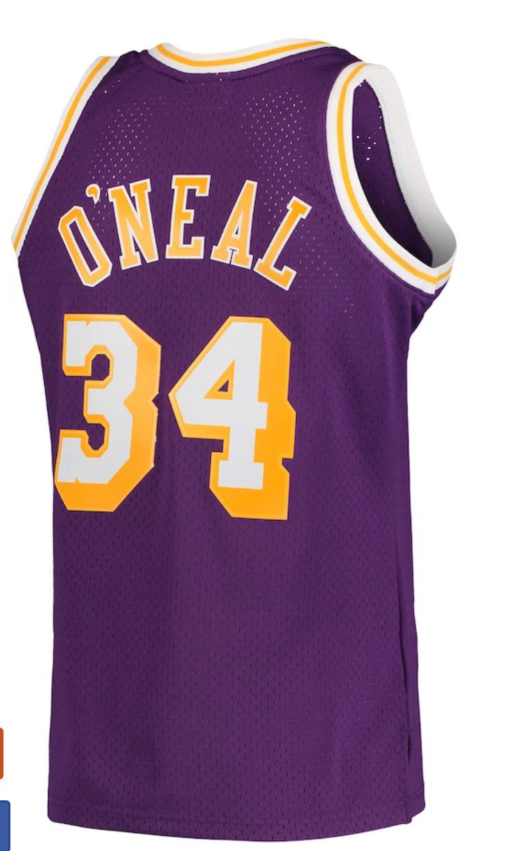 Los Angeles Lakers Road 1996-97 Shaquille O'Neal Mitchell and Ness swingman Jersey