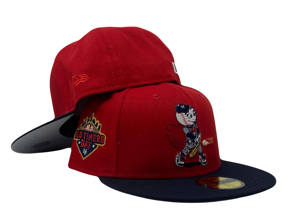 Red NY Mets Swinging Mr. Mets Man New Era Custom Fitted Hat