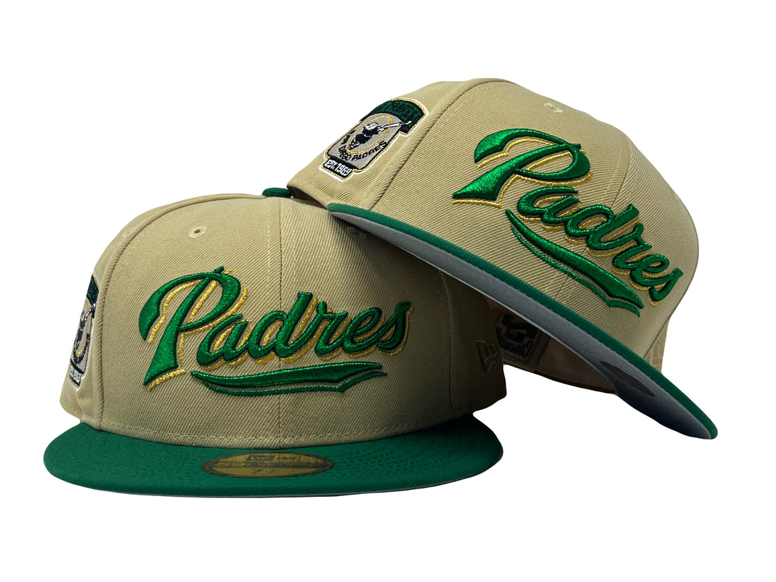 San Diego Padres Vegas Gold Kelly Green Visor New Era Fitted Hat