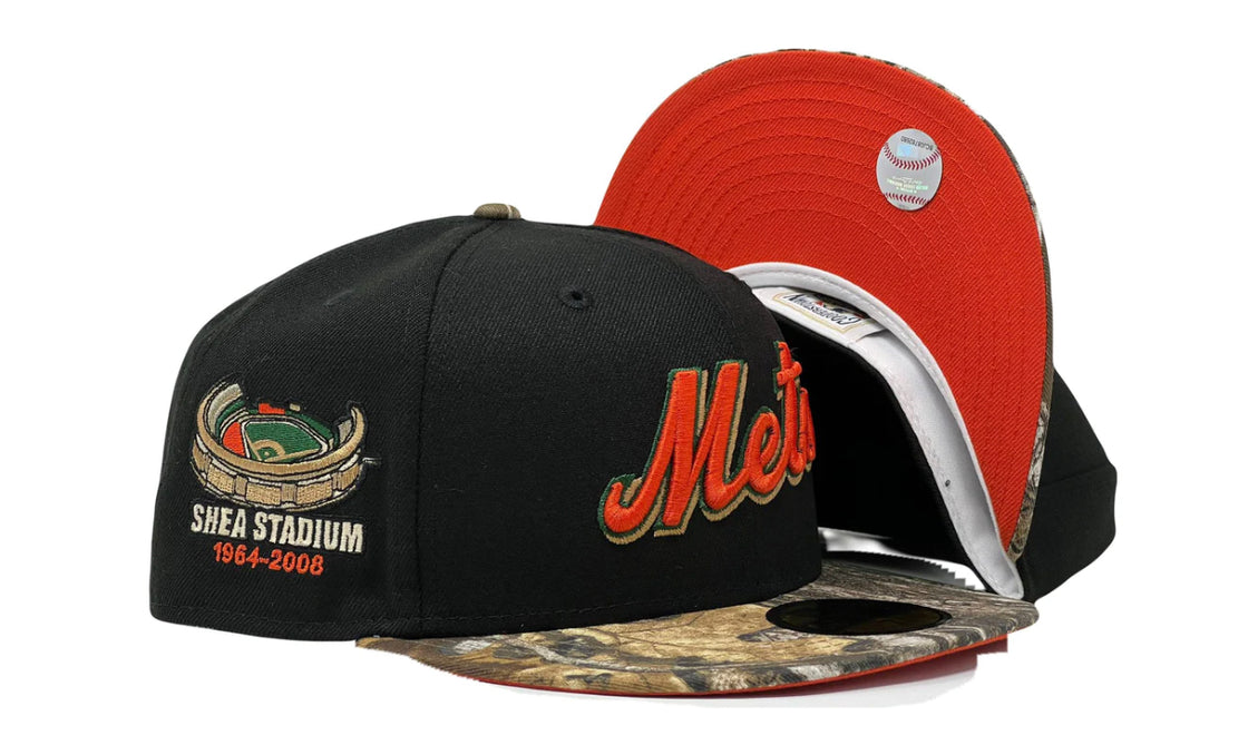 Black NY Mets Shea Stadium Real Tree Collection New Era Fitted Hat