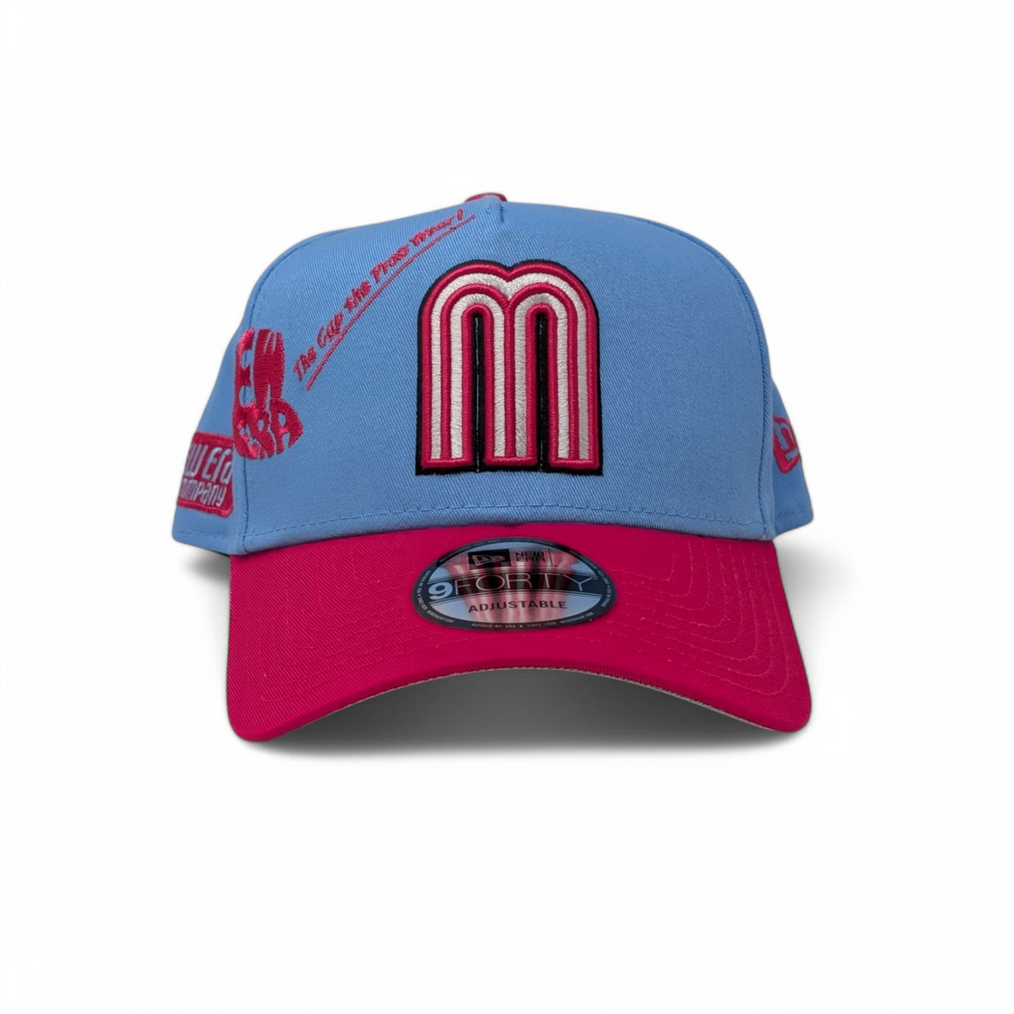 Mexico New Era A Frame Adjustable Hats-Fusion Pink Sky Blue