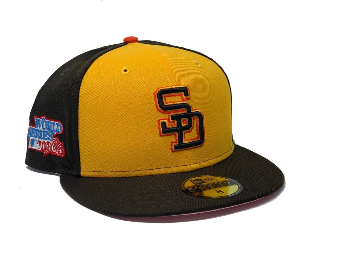SAN DIEGO PADRES RETRO 1984 WORLD SERIES PINK BRIM NEW ERA FITTED HAT