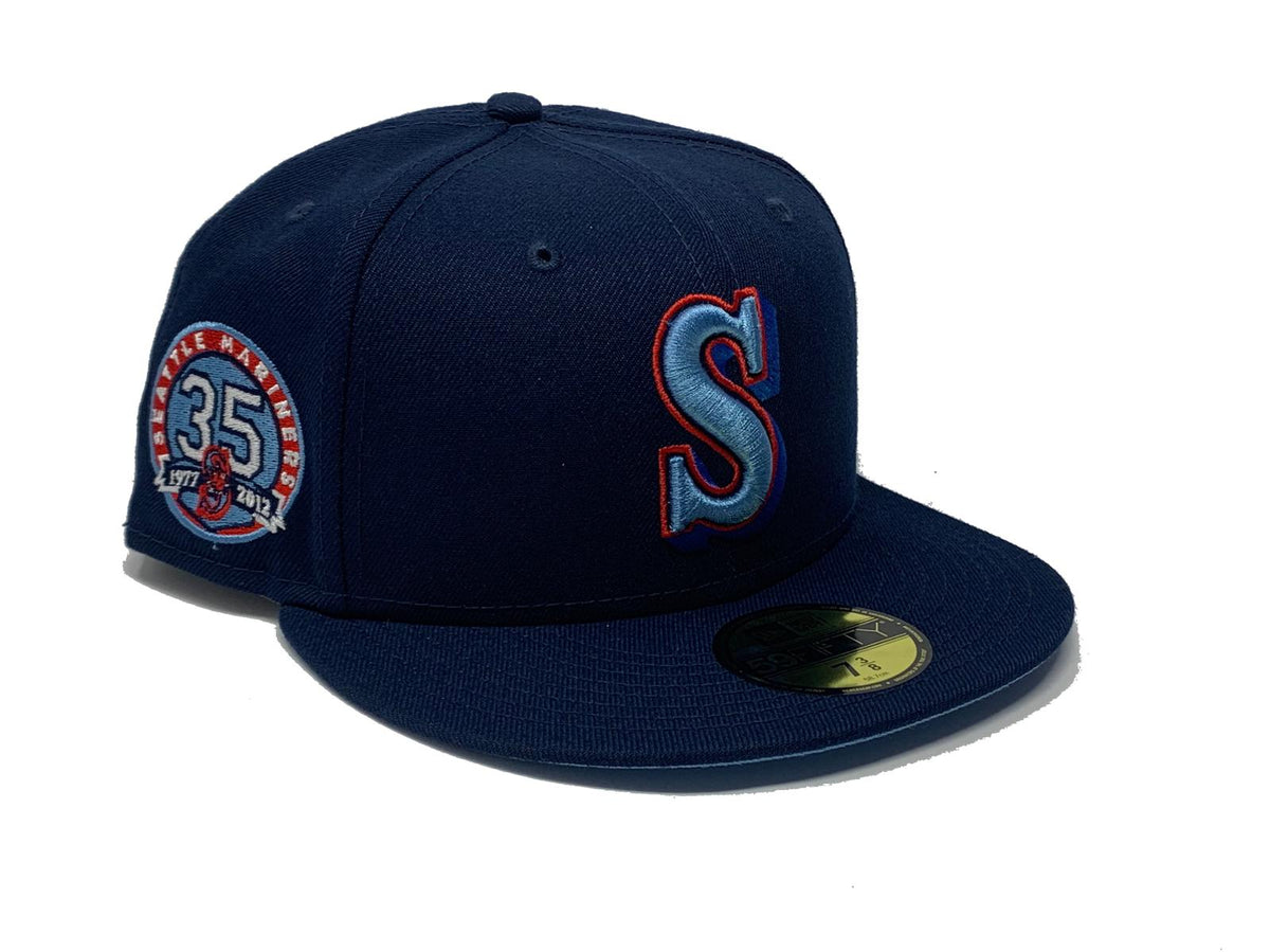 SEATTLE MARINERS 35TH ANNIVERSARY LIGHT NAVY ICY BRIM NEW ERA FITTED H –  Sports World 165