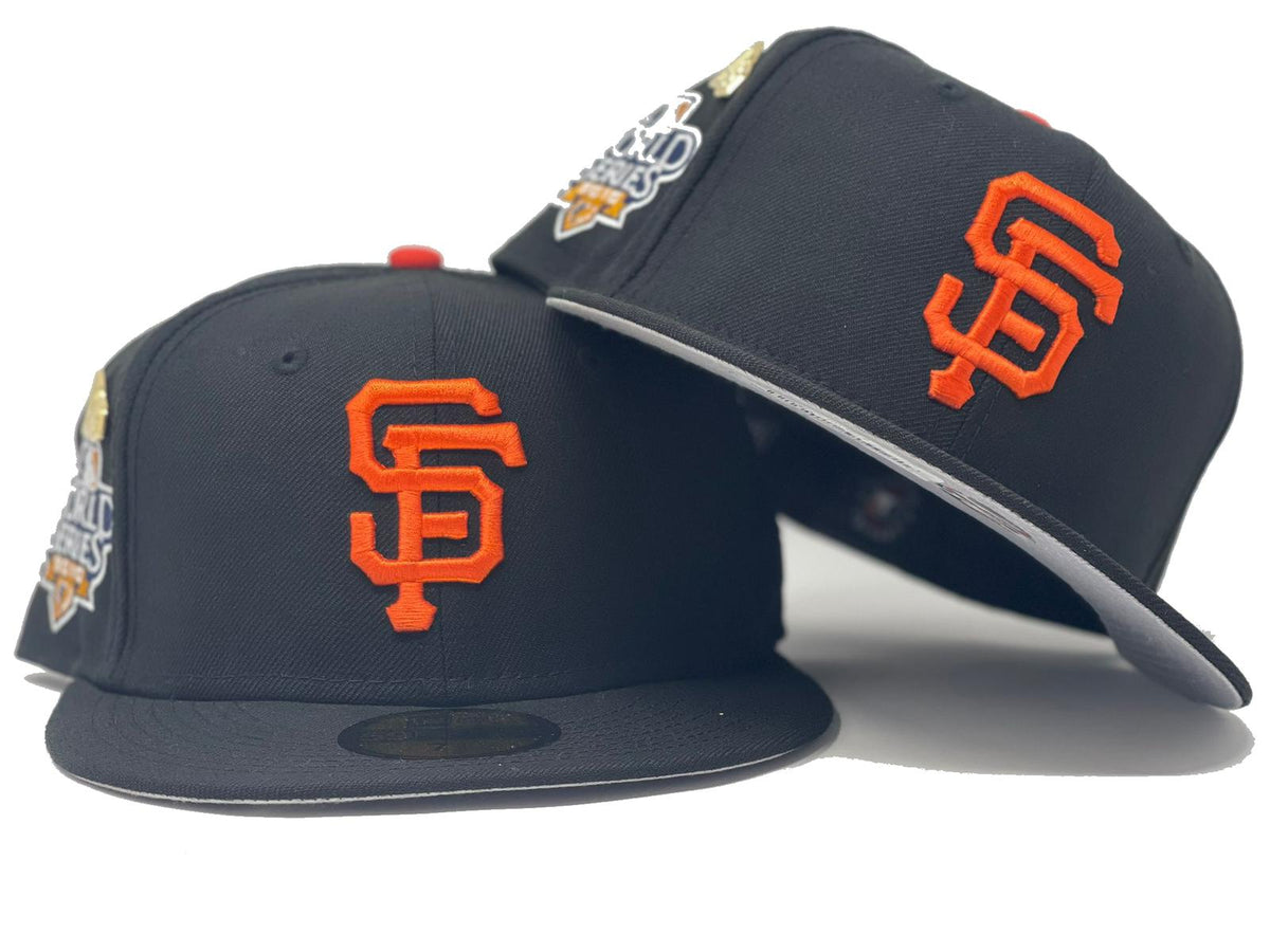 New Era Mens MLB San Francisco Giants Side Patch World Series 2010 59Fifty  Fitted Hat 60188233 Black, Grey Undervisor