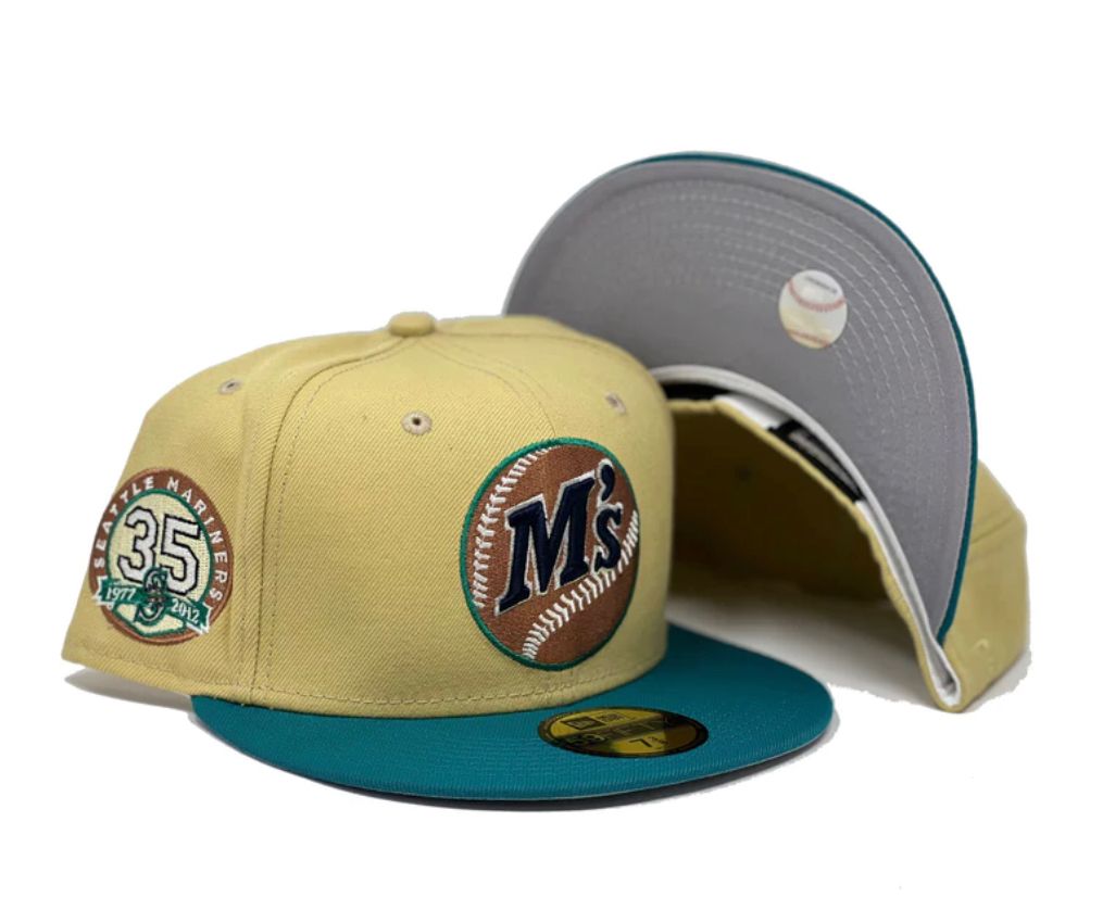 Vegas Gold Seattle Mariners Black Visor Gray Bottom 30th Anniversary Side Patch New Era 59FIFTY Fitted 8