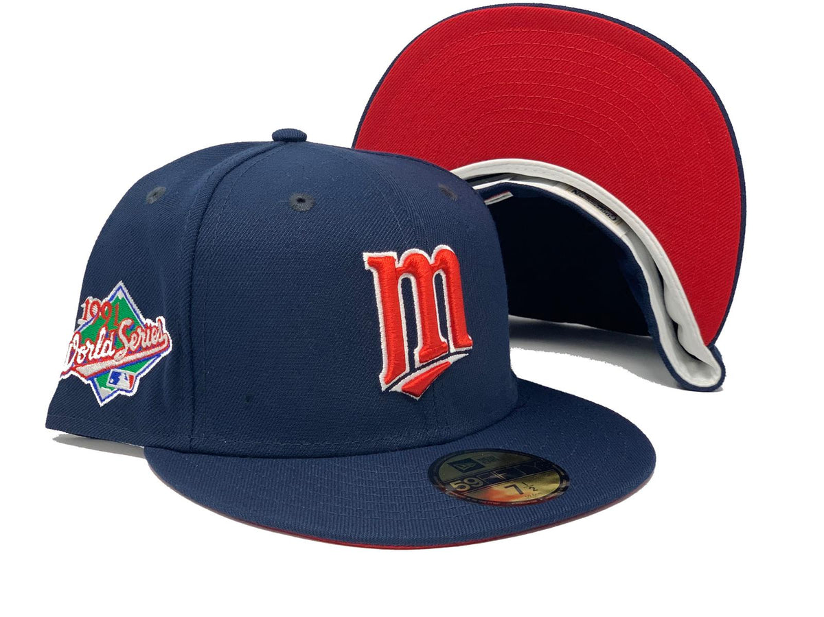 MINNESOTA TWINS 50TH ANNIVERSARY RED BRIM NEW ERA FITTED HAT – Sports World  165