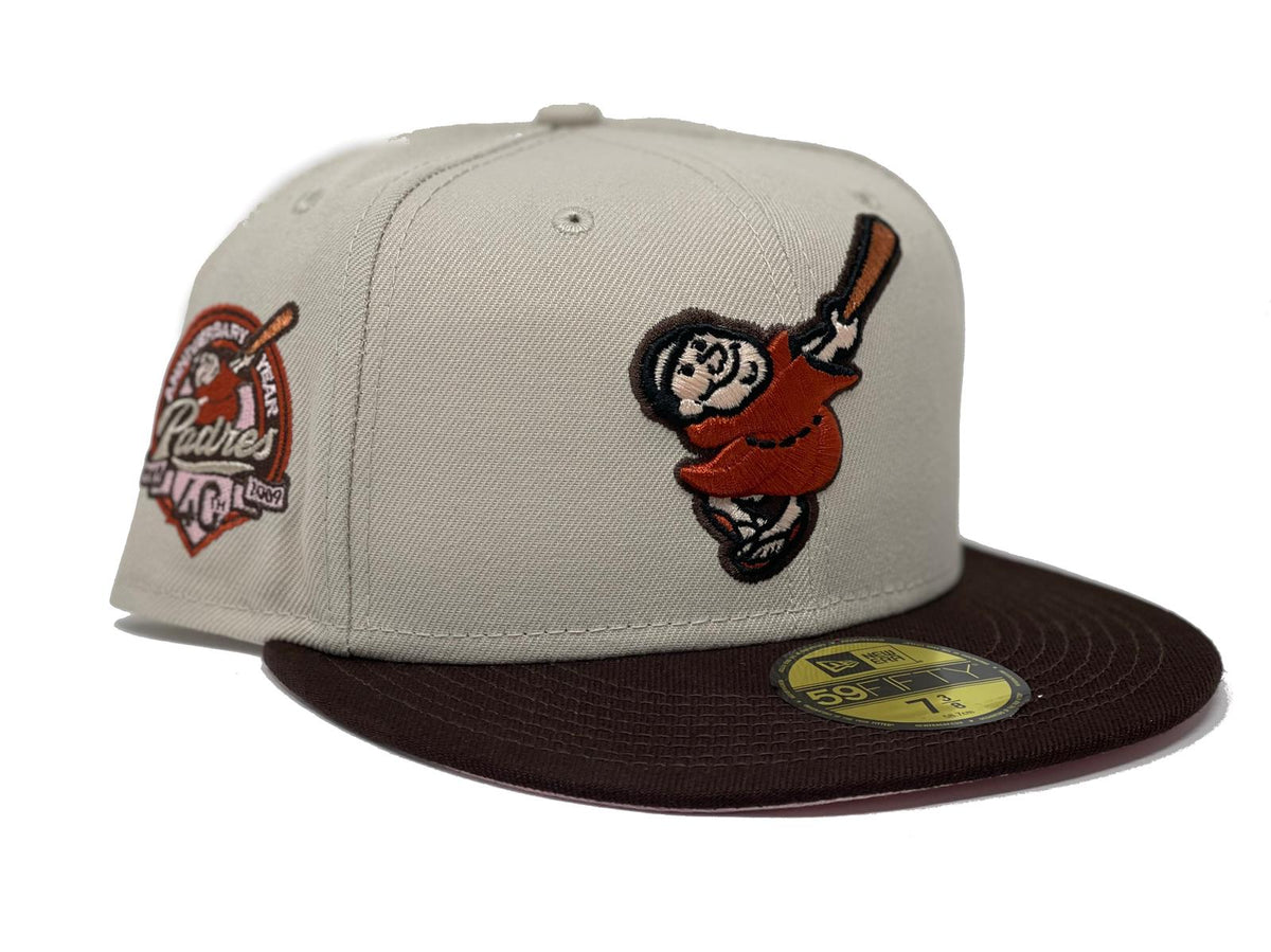 SAN DIEGO PADRES 40TH ANNIVERSARY STONE BROWN VISOR PINK BRIM NEW