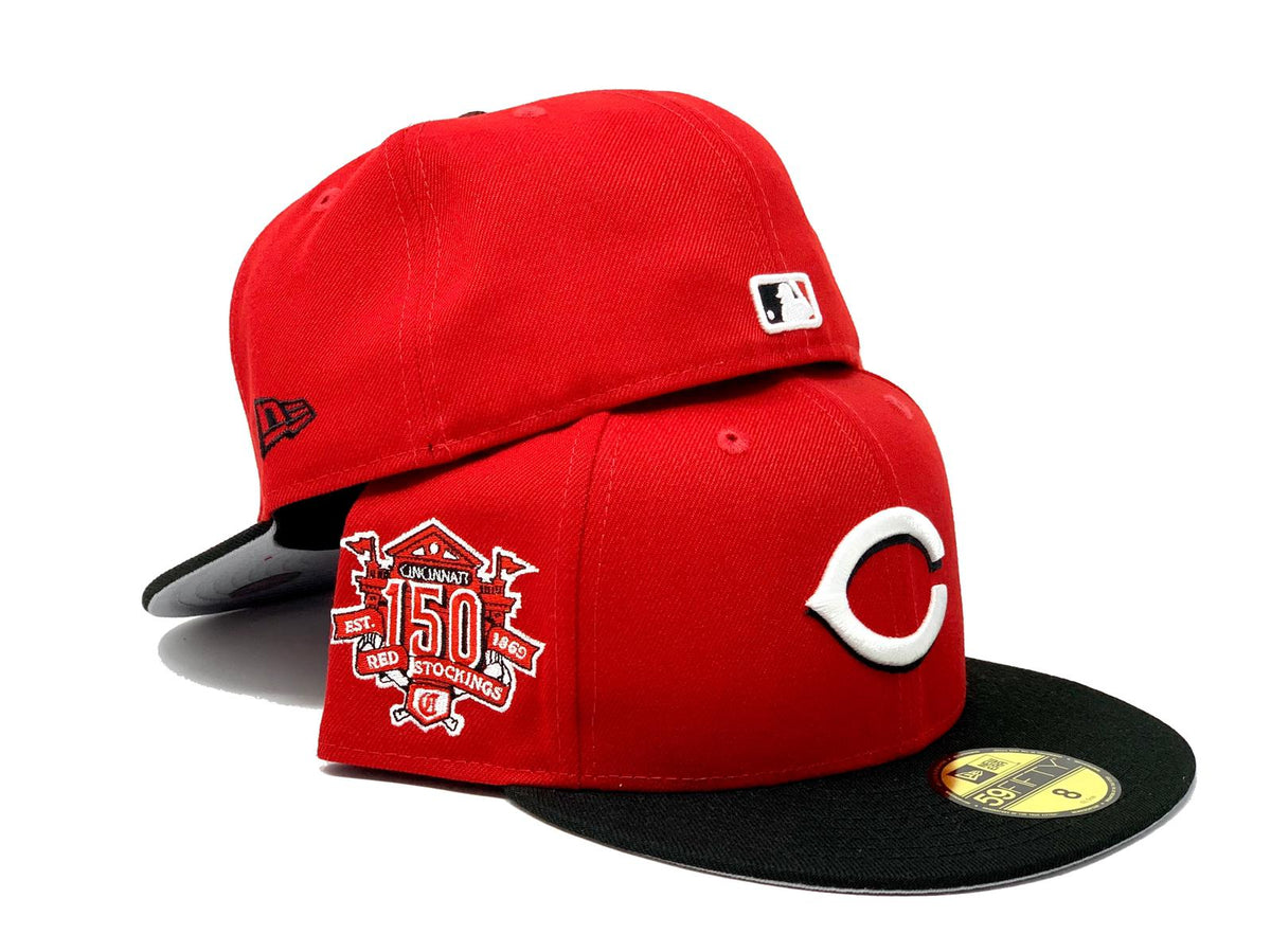 CINCINNATI REDS 150TH ANNIVERSARY BLACK GREEN BRIM NEW ERA FITTED