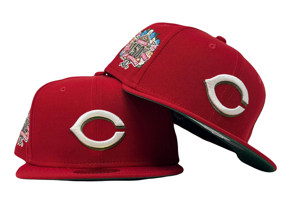 New Era Cincinnati Reds 150th Anniversary Merlot Two Tone Edition 59Fifty  Fitted Hat, DROPS