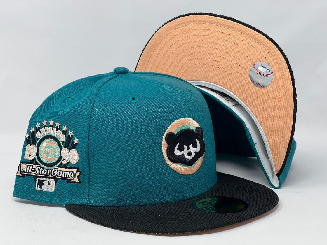 Chicago Cubs 1990 All Star Game Aqua Black New Era Fitted Hat