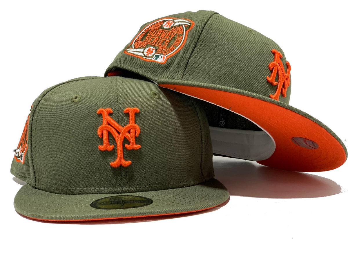 NEW YORK METS FINAL SEASON OLIVE GREEN ORANGE BRIM NEW ERA FITTED