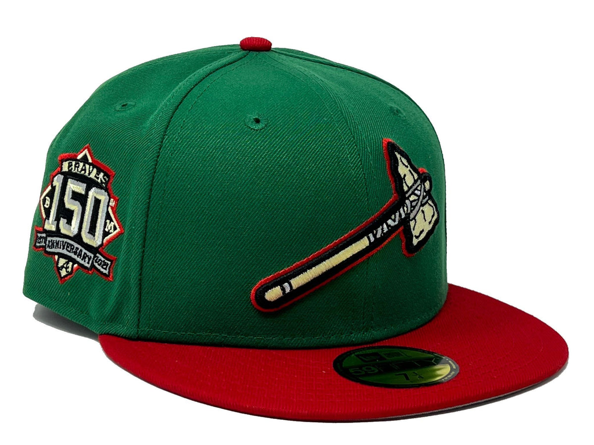 Atlanta Braves Screaming Indian New Era snapback Hat 150th patch GREEN  LIMITED