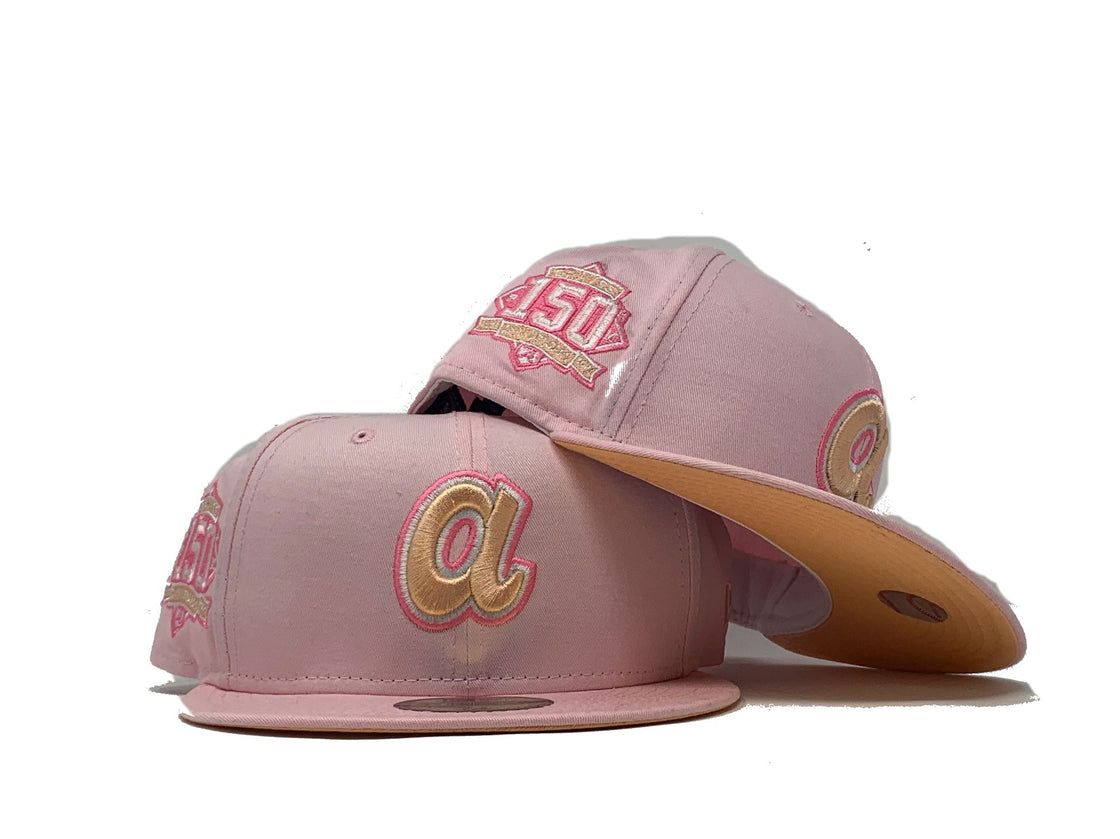 Light Pink Atlanta Braves 150 Anniversary Custom New Era Fitted Hat