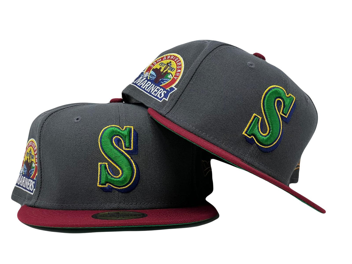 Seattle Mariners 30th Anniversary Green Brim New Era Fitted Hats