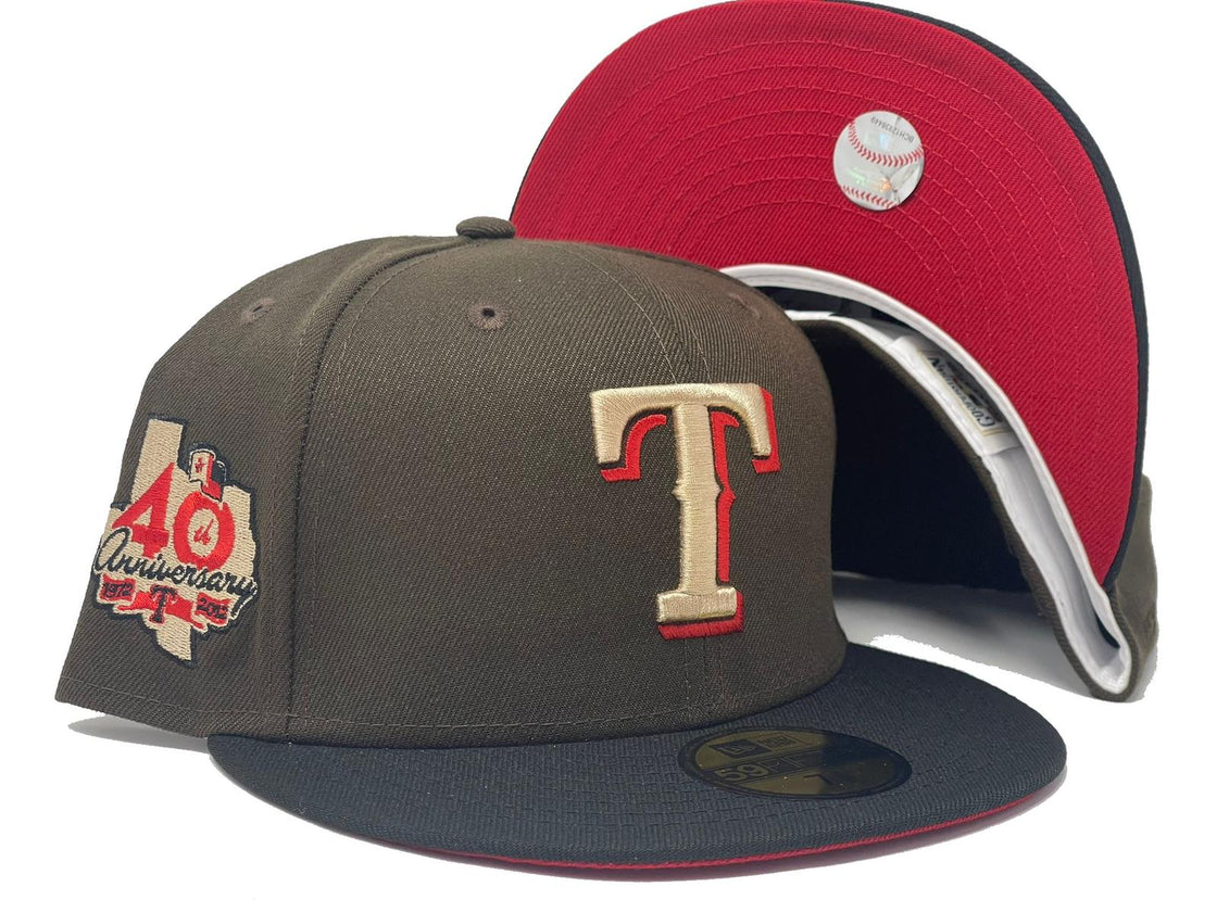 Texas Rangers 40th Anniversary Red Brim New Era Fitted Hat