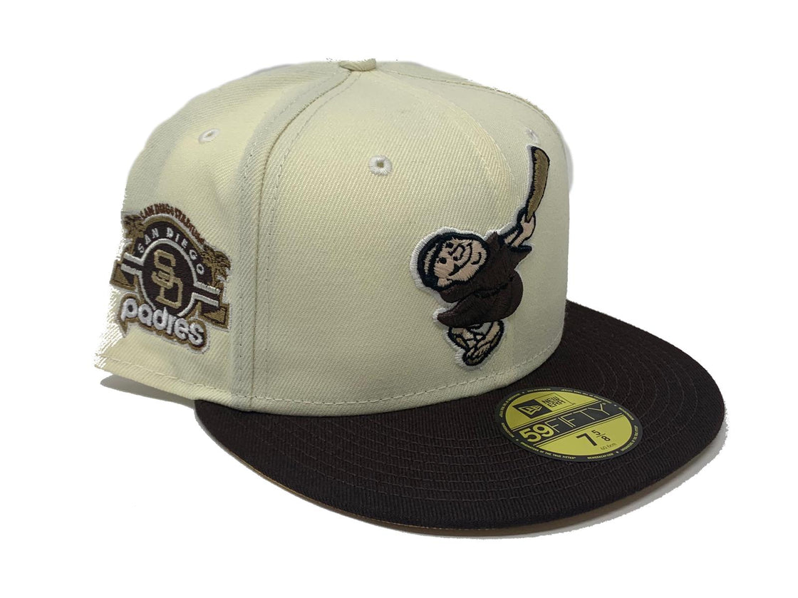 SAN DIEGO PADRESS OFF WHITE METALLIC GOLD BRIM NEW ERA FITTED HAT