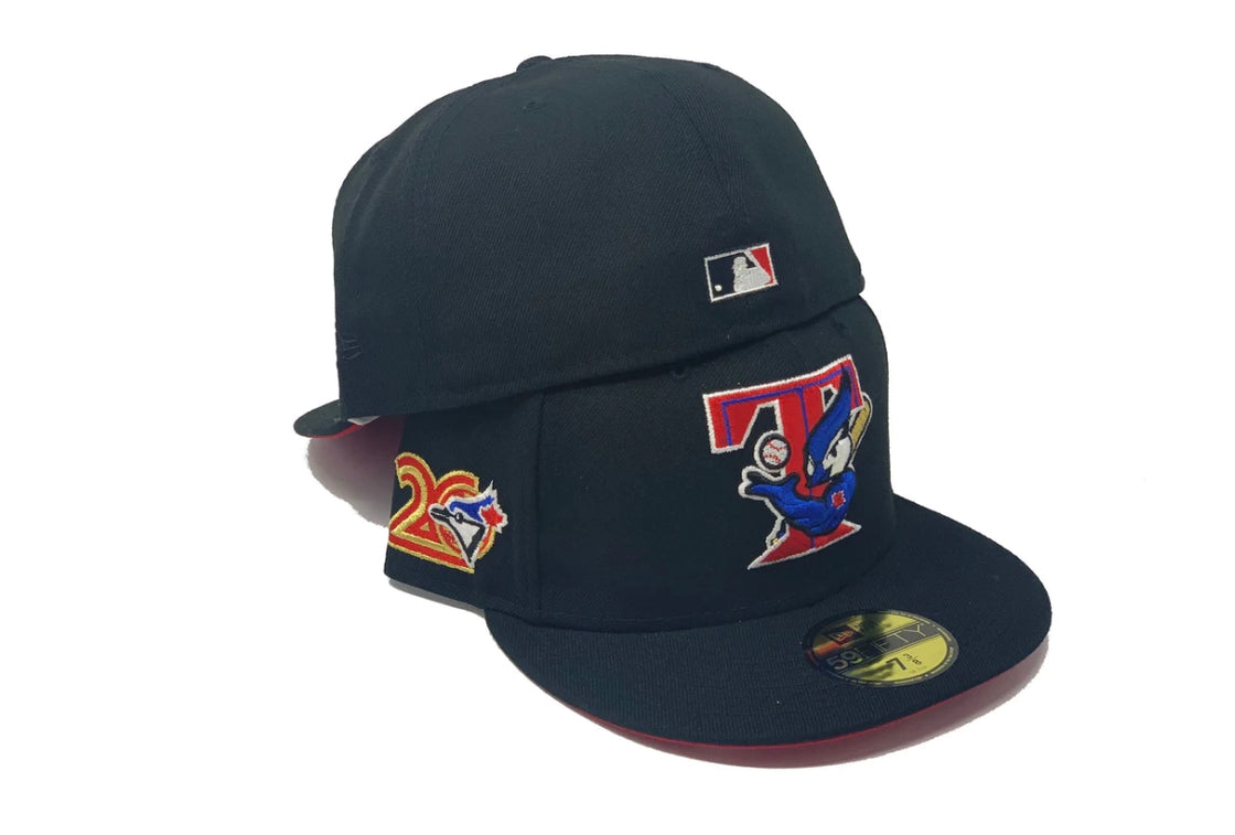Toronto Blue Jays 20th Anniversary Black Red Brim New Era Fitted Hat