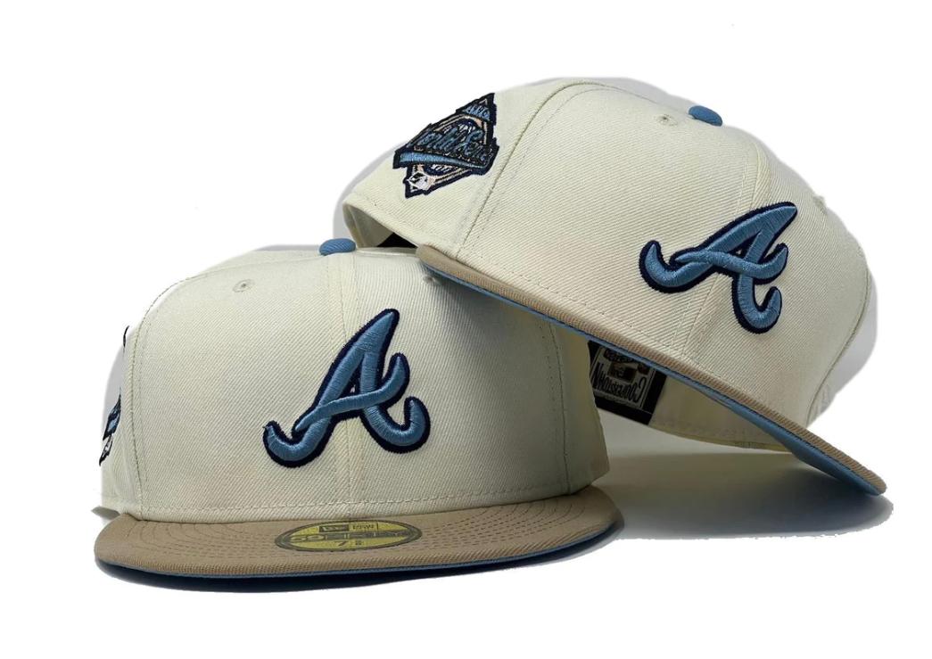 Men's New Era Blue Stone Atlanta Braves 1996 World Series Undervisor  59FIFTY Fitted Hat