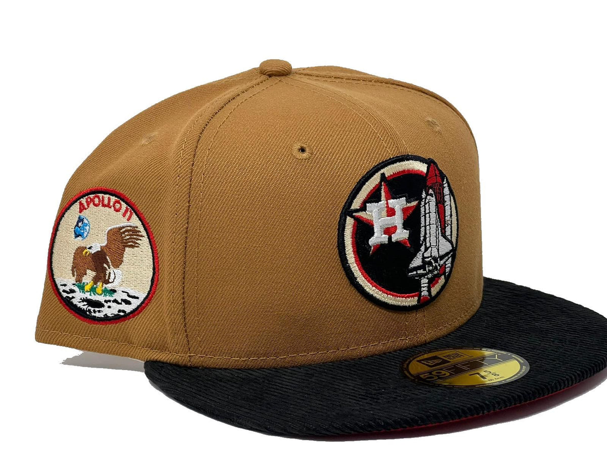 Black Corduroy City Connect Houston Astros Dark Green Visor Red Bottom Lunar Module Side Patch New Era 59FIFTY Fitted 73/4