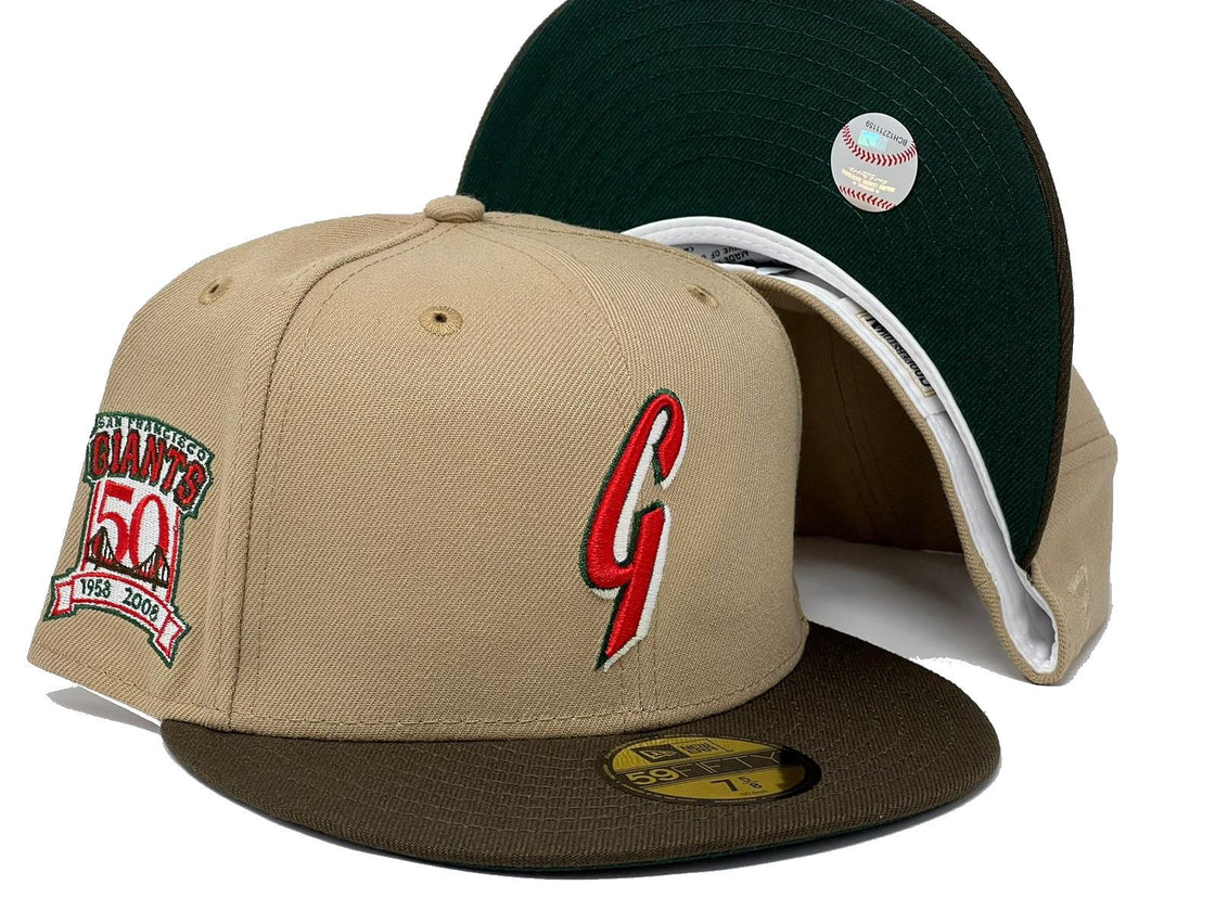 SAN FRANCISCO GIANTS 50TH ANNIVERSARY GREEN BRIM NEW ERA FITTED HAT
