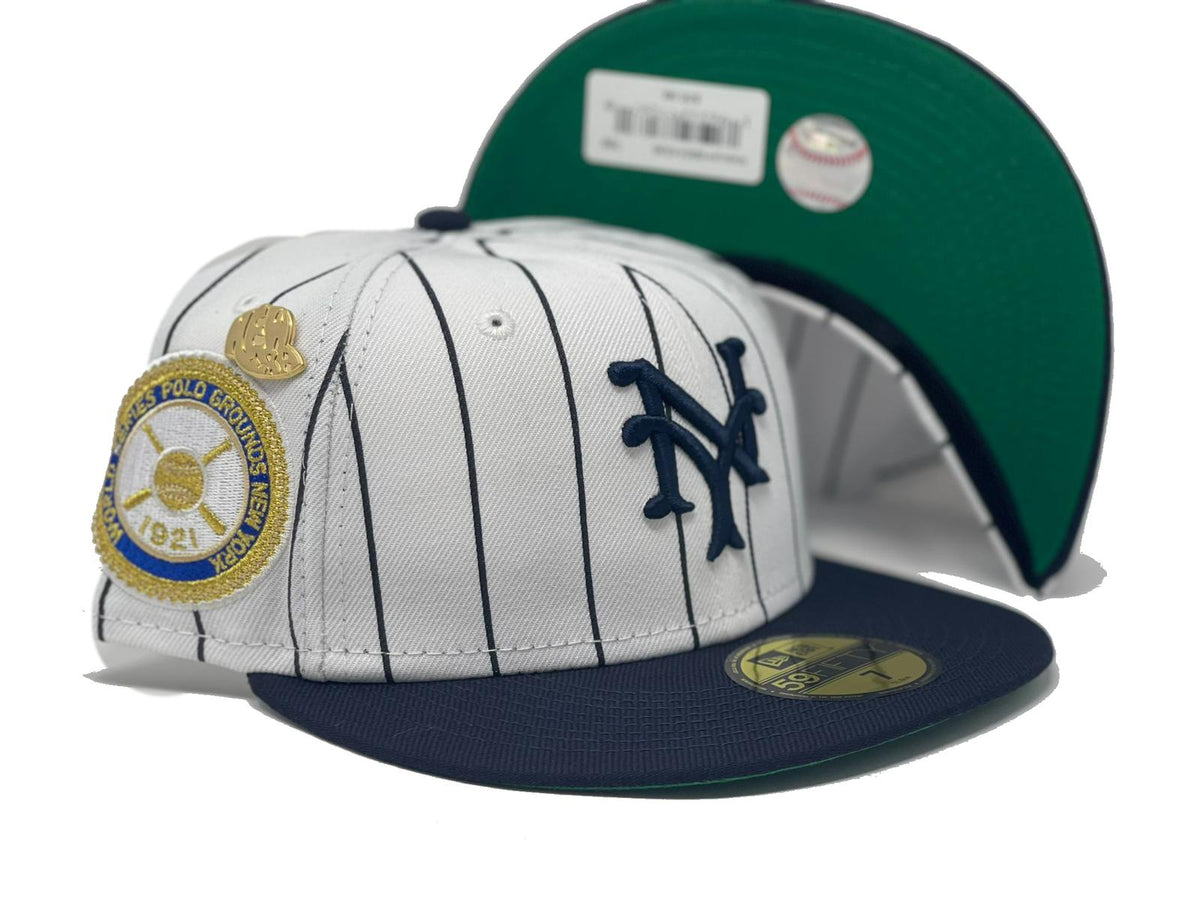 New York Yankees New Era Pinstripe/Green Botton And 1921 World Series Patch  On Side 59FIFTY Fitted Hat