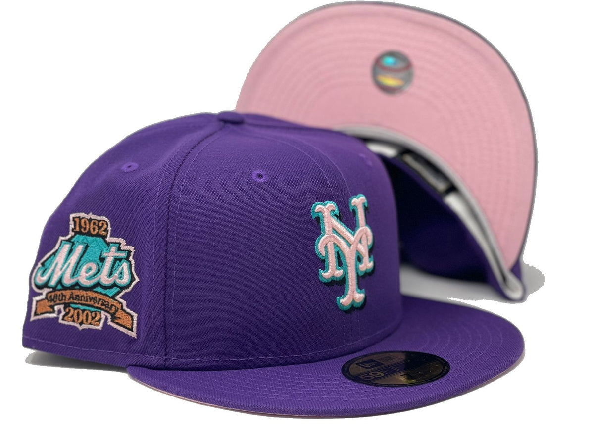 NEW YOEK METS 40TH ANNIVERSARY BROWN PINK BRIM NEW ERA FITTED HAT