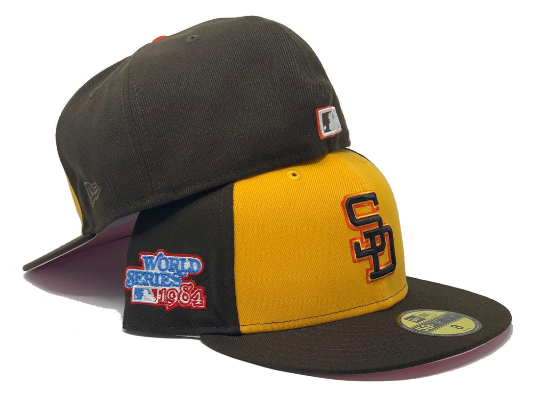 SAN DIEGO PADRES RETRO 1984 WORLD SERIES PINK BRIM NEW ERA FITTED HAT