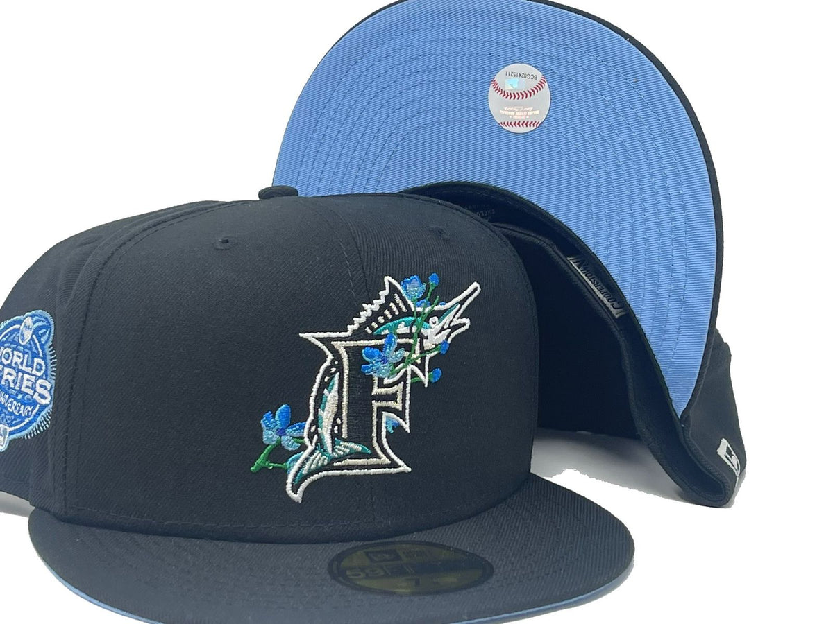 Men's Miami Marlins, Florida Marlins New Era Black 2003 World Series 100th  Anniversary Bloom Side Patch 59FIFTY Fitted Hat