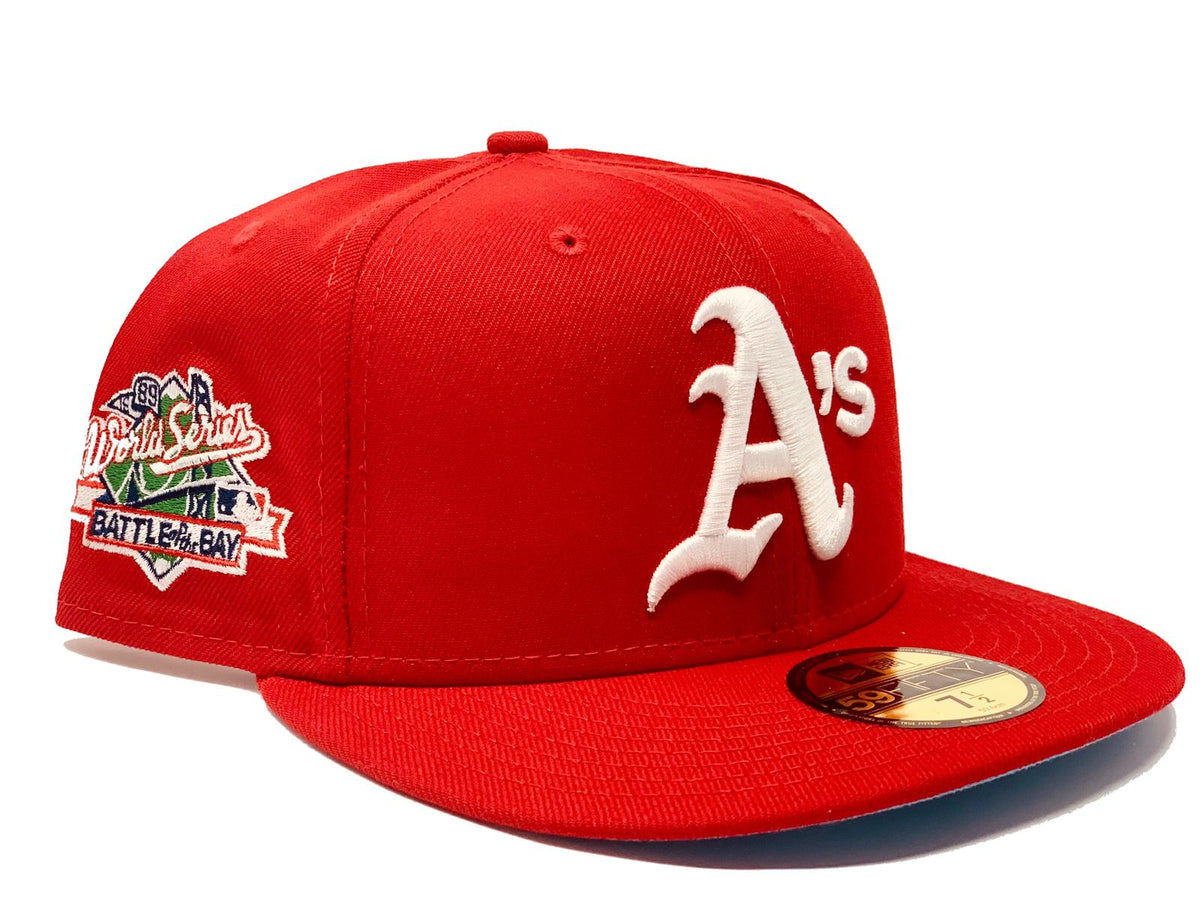 OAKLAND ATHLETICS 1989 BATTLE OF THE BAY NAVY BLUE ICY BRIM NEW ERA FI –  Sports World 165