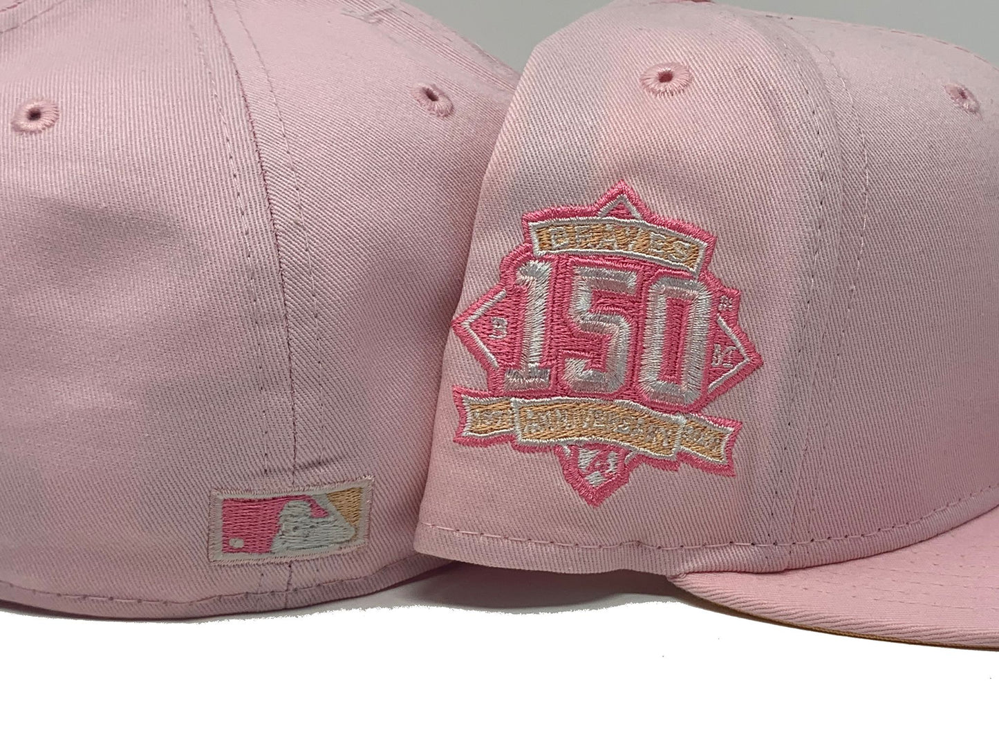 Light Pink Atlanta Braves 150 Anniversary Custom New Era Fitted Hat