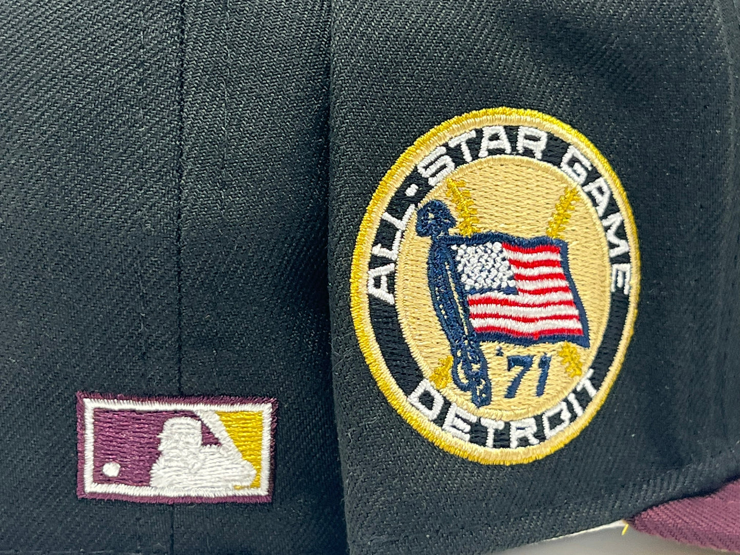 Detroit Tigers 1971 All Star Game Black Maroon Visor Vegas Gold Brim New Era Fitted Hat