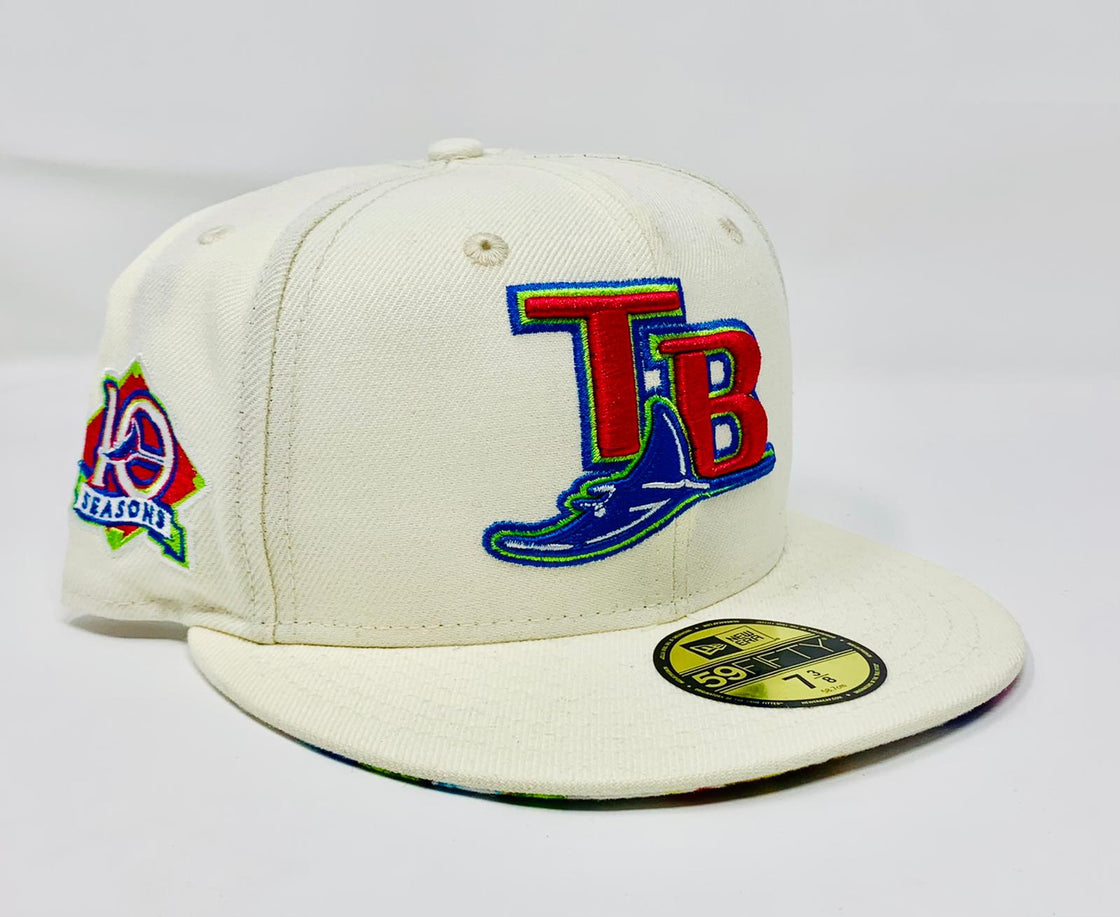 TAMPA BAY RAYS 10TH SEASON CHROME FLORAL PRINT NEW ERA FITTED HAT