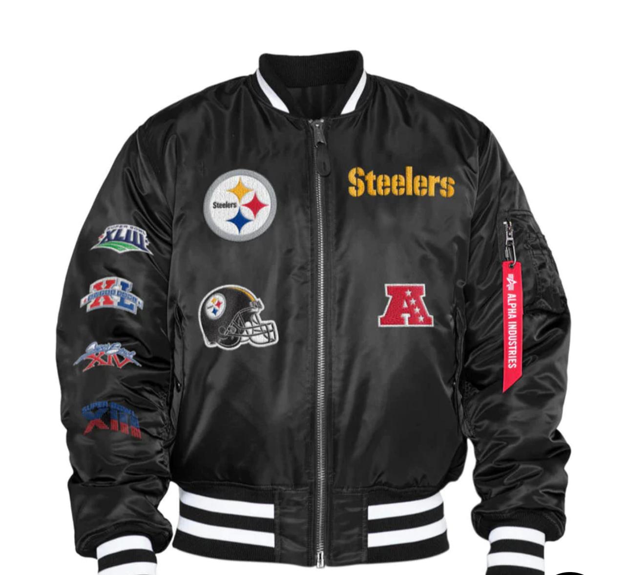 PITTSBURGH STEELERS * Alpha Industries MA-1 black new era Bomber Jacket